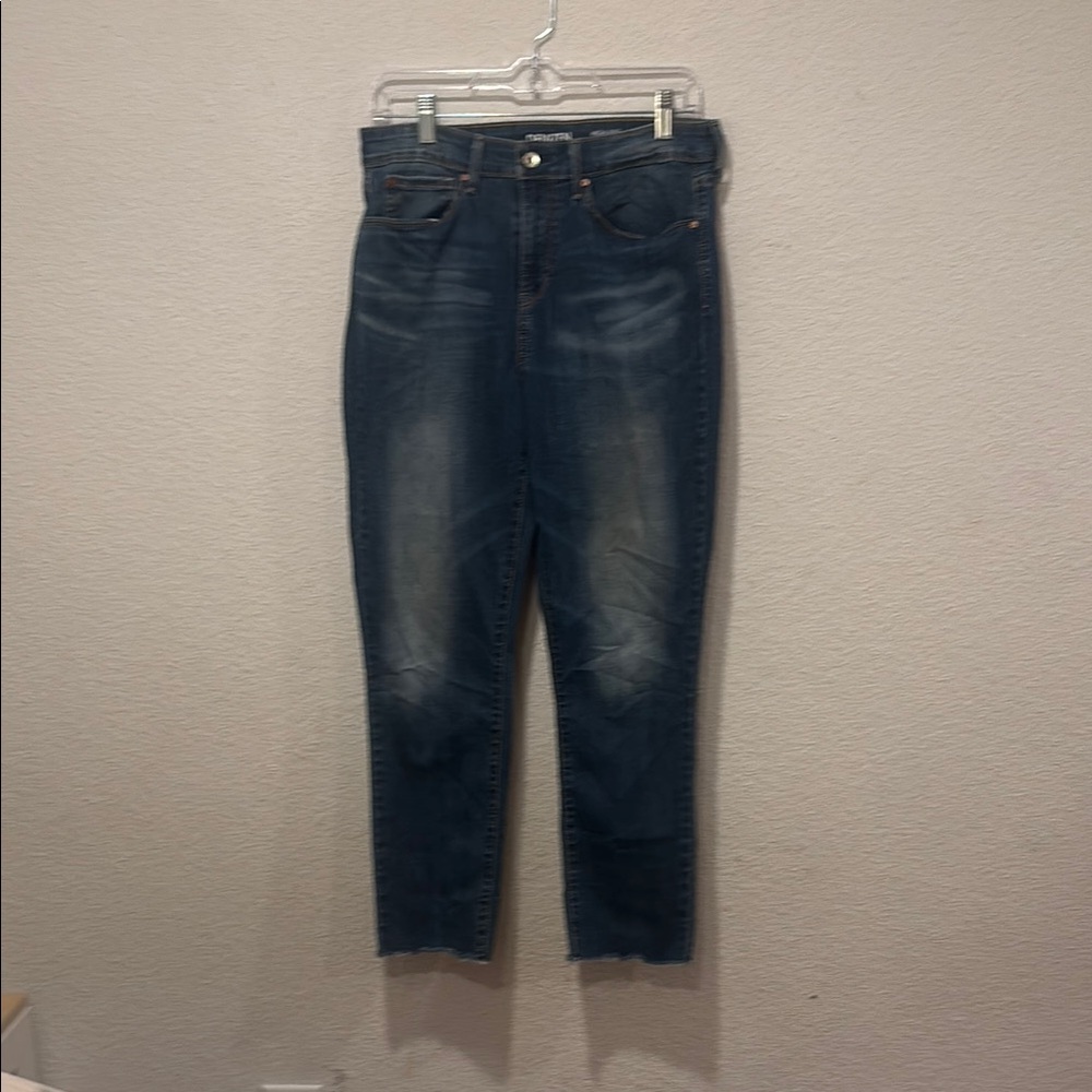Levi's Blue Ankle Cropped Jeans with Distressed Details